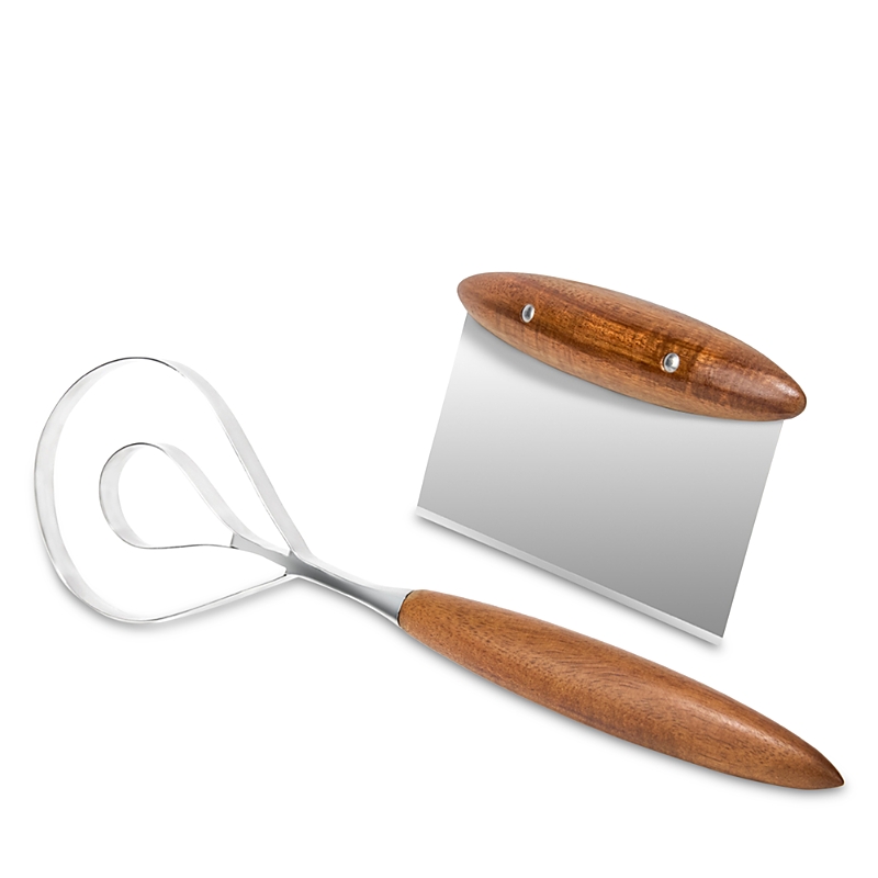 Nambe Breaking Bread Bench Scraper & Whisk, Set Of Two In Brown