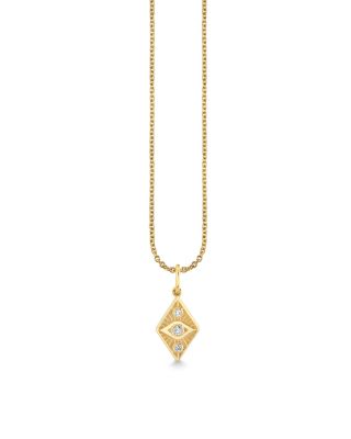 14K Yellow Gold Diamond Ace of Diamonds Pendant Necklace, 16"