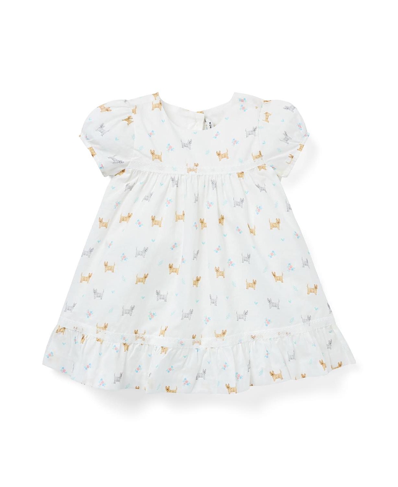 Janie and Jack Girls' Dog Friends Lace Trim Dress - Baby