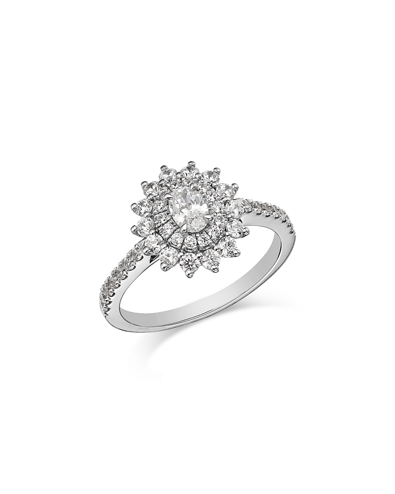 Bloomingdale's Fine Collection Diamond Oval & Round Starburst Halo Engagement Ring in 14K White Gold, 1.0 tcw