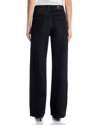 Getty High Rise Wide Leg Workwear Jeans in Onyx