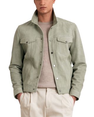 Edington Long Sleeved Suede Press Stud Trucker Jacket