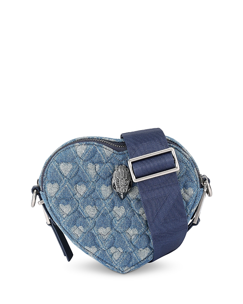 Kurt Geiger Kensington Heart Two Zip Quilted Crossbody In Blue