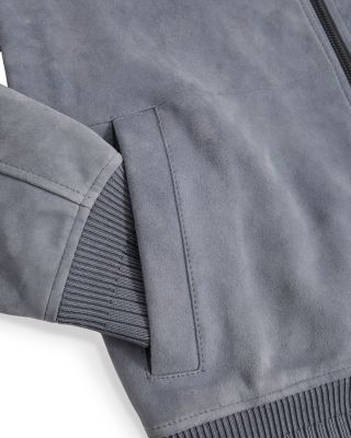 Burnham Long Sleeved Suede Bomber Jacket