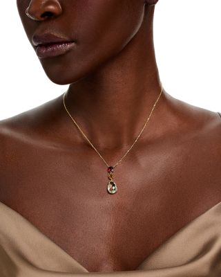 Prasiolite, Citrine & Garnet Pendant Necklace in 14K Yellow Gold, 16"