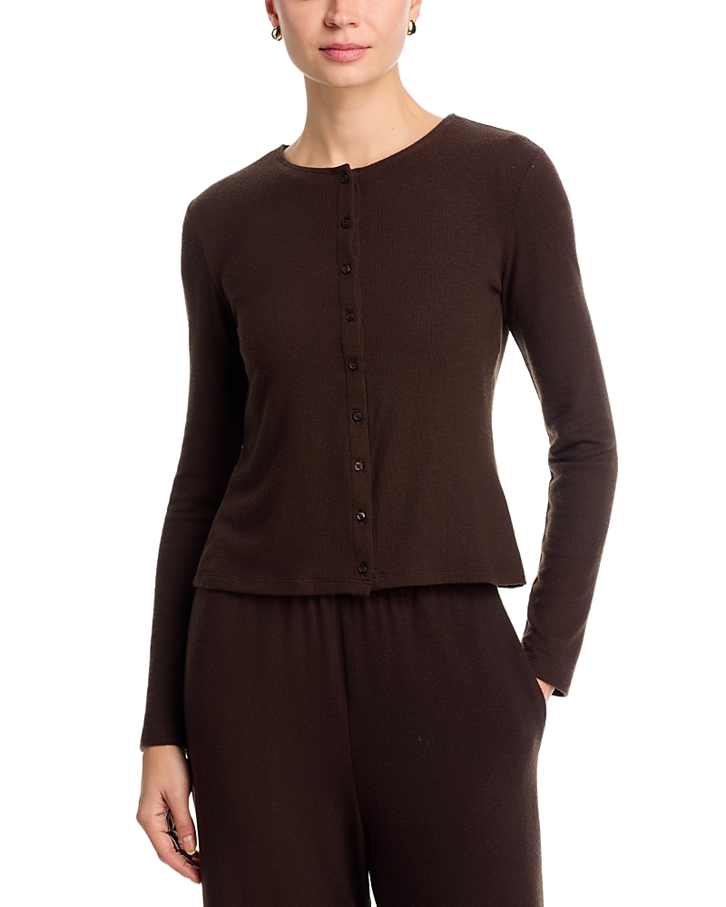 Leset Lauren Crewneck Cardigan Sweater In Brown
