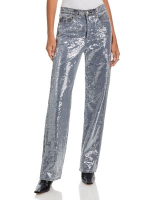 Shea High Rise Straight Jeans in Sequin