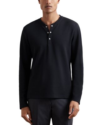Carmello Long Sleeved Texture Grandad Henley