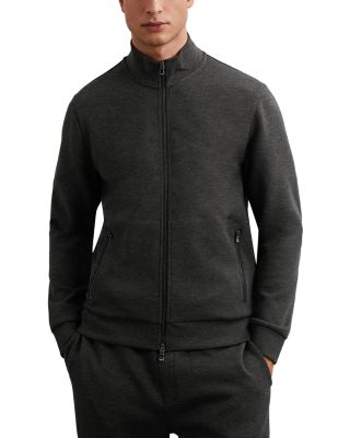 Cortona Long Sleeved Double Faced Jersey Zip Through Funnel Neck Jacket
