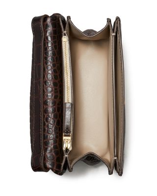 Charlie Croc Embossed Leather Shoulder Bag