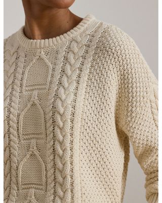 Cable Knit Cotton Crewneck Sweater