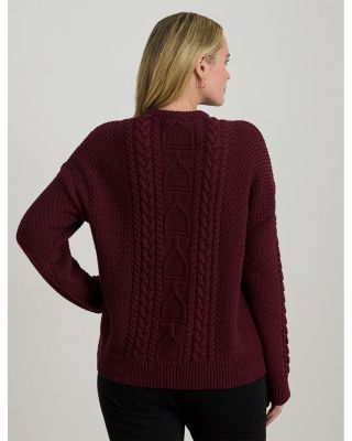 Cable Knit Cotton Crewneck Sweater