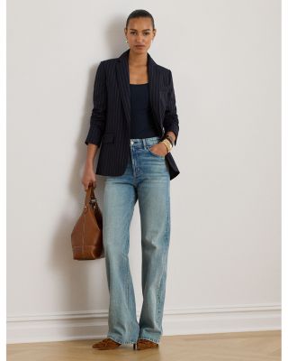 Striped Wool Blend Twill Blazer