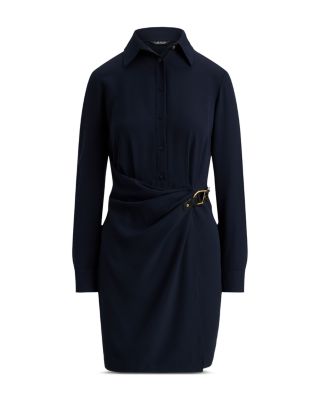 Buckle Trim Georgette Shirtdress