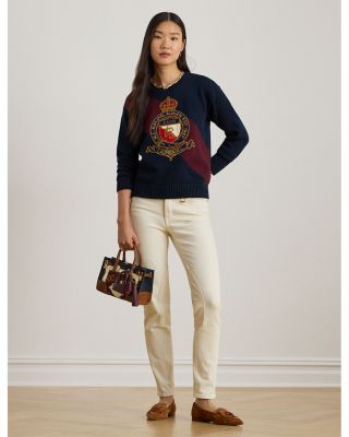 Color Blocked Crest Cotton Sweater