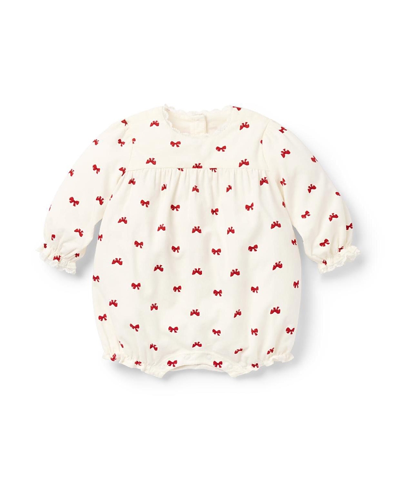 Janie and Jack Girls' Bow Corduroy Romper - Baby