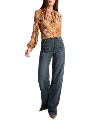 Skyla Long Sleeve Ruffle Blouse in Floral Crepe