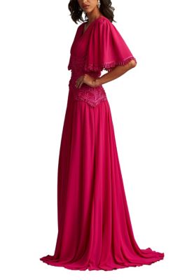 Indira Embroidered Chiffon Gown