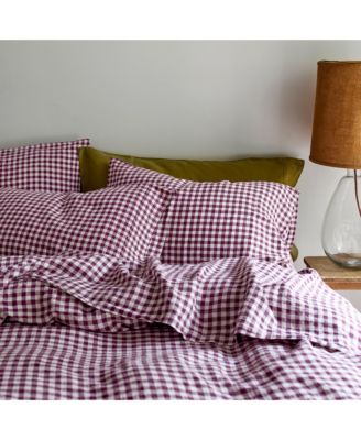 Gingham Linen Flat Sheet, Full