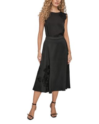 Embellished Satin Midi Skirt