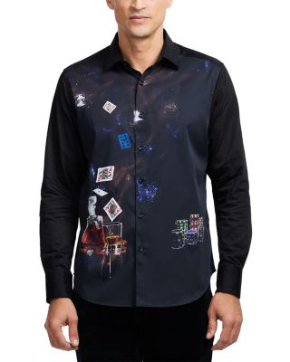 Royal Flush Printed Long Sleeve Button Front Shirt