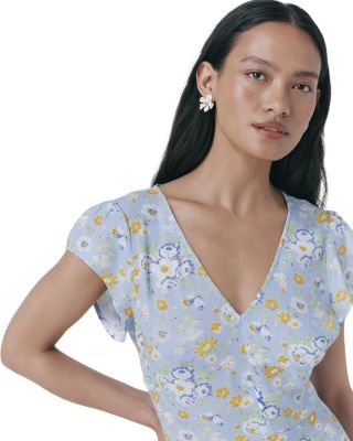 Blair Crepe Floral Sleeveless Midi Dress