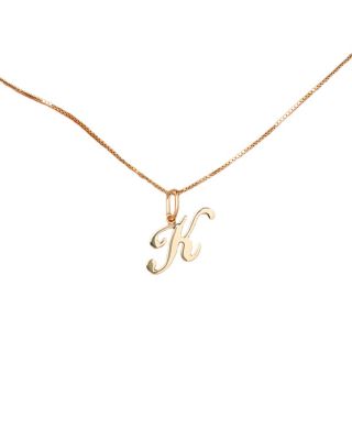 Solid Yellow Gold Script Letter Necklace