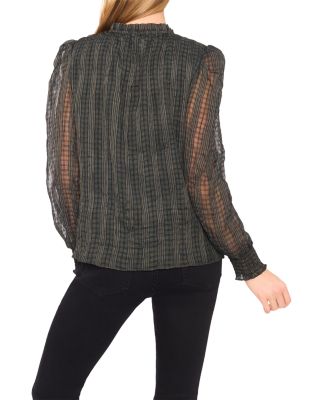 Smocked Cuff Ruffle Blouse