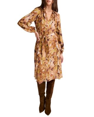 Jayda Long Sleeve Ruffle Dress in Floral Crepe