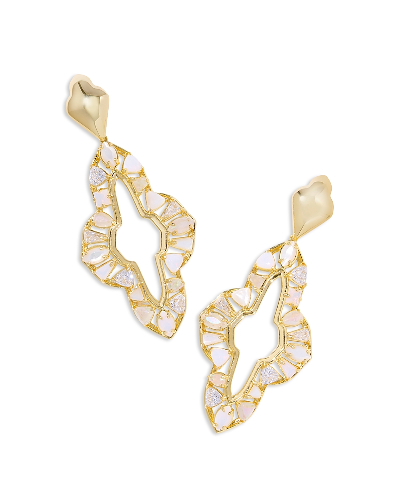 Kendra Scott Abbie Stone Open Frame Statement Earrings In Gold