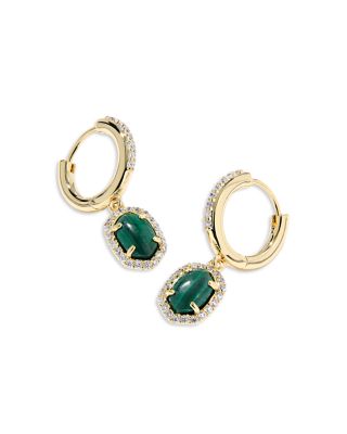 Daphne Pav&eacute; & Stone Charm Huggie Hoop Earrings 