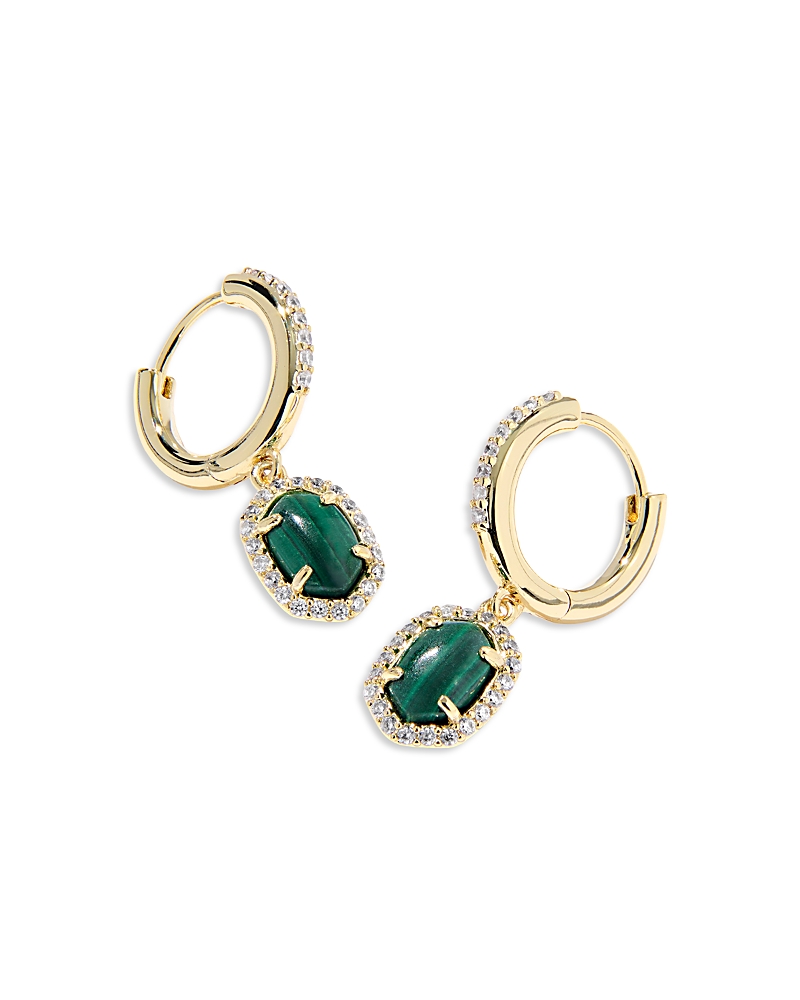 Kendra Scott Daphne Pave & Stone Charm Huggie Hoop Earrings In Green/gold