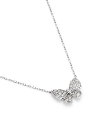 Diamond Butterfly Pendant Necklace in 14K White Gold, 0.45 tcw