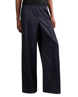 Petite Neave Waistband Pinstripe Wide Leg Pants 