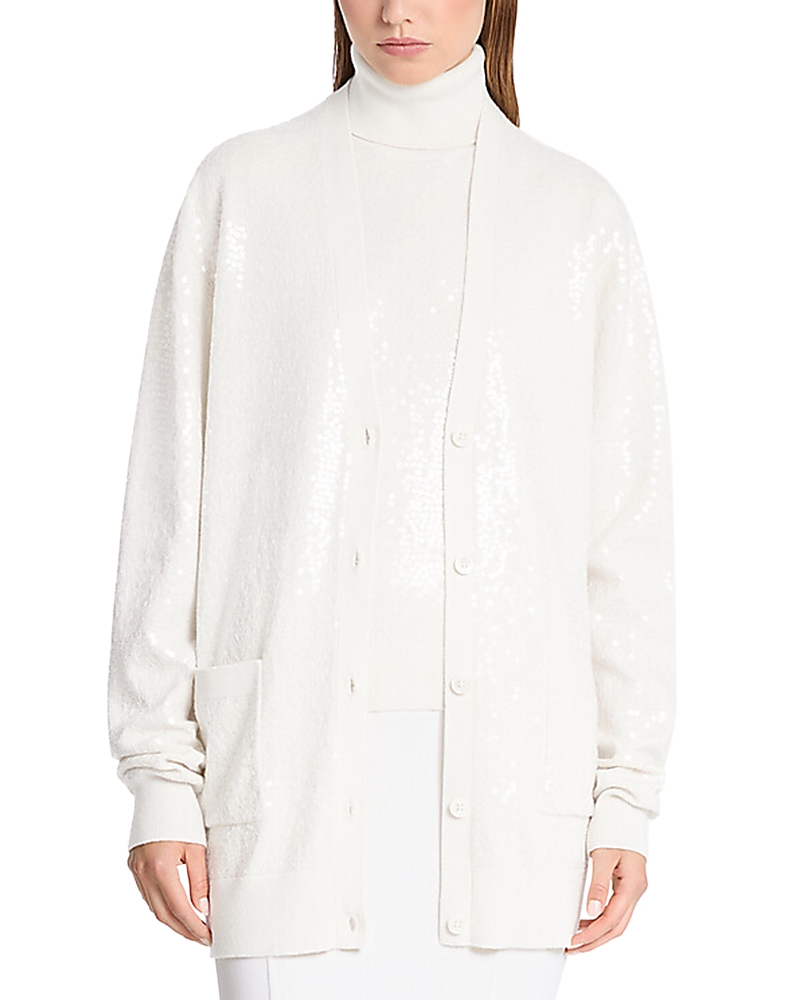 Michael Kors Sequin Cashmere Cardigan In Neutral