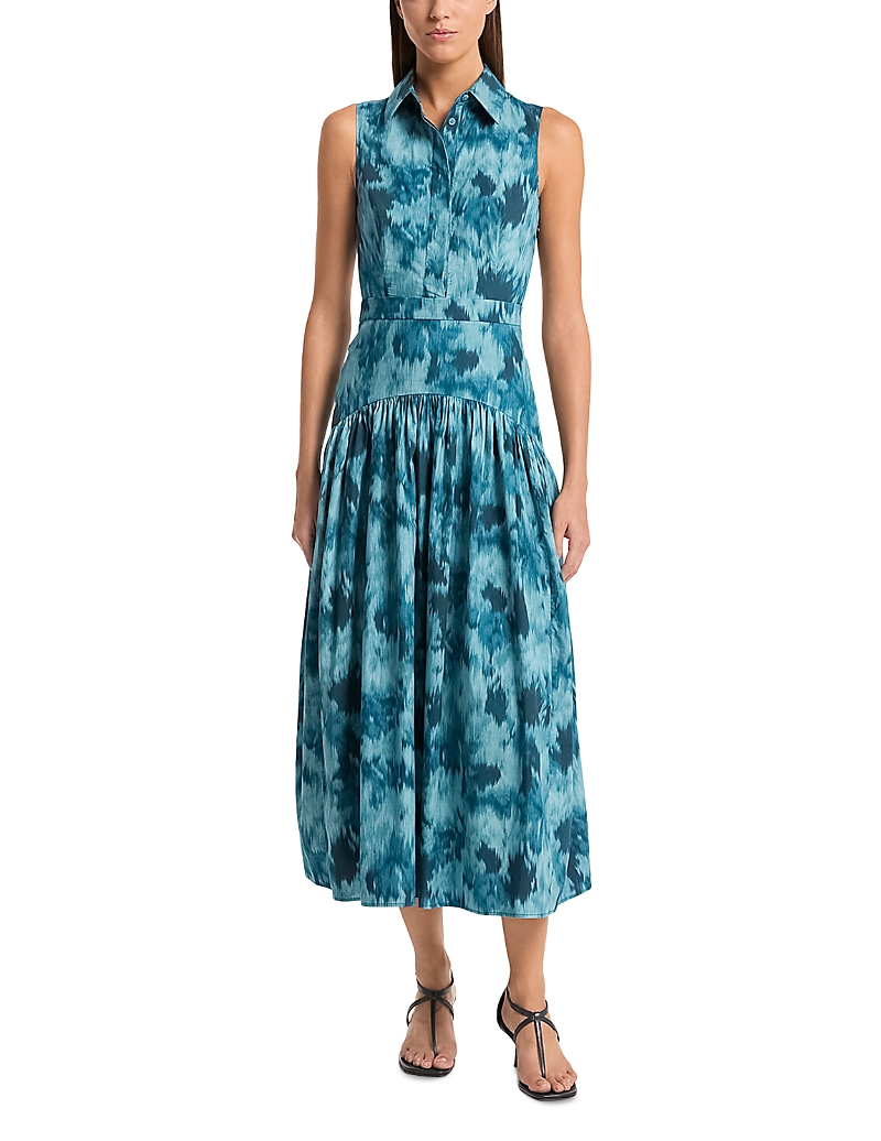 Michael Michael Kors Poplin Drop Waist Dress In Blue