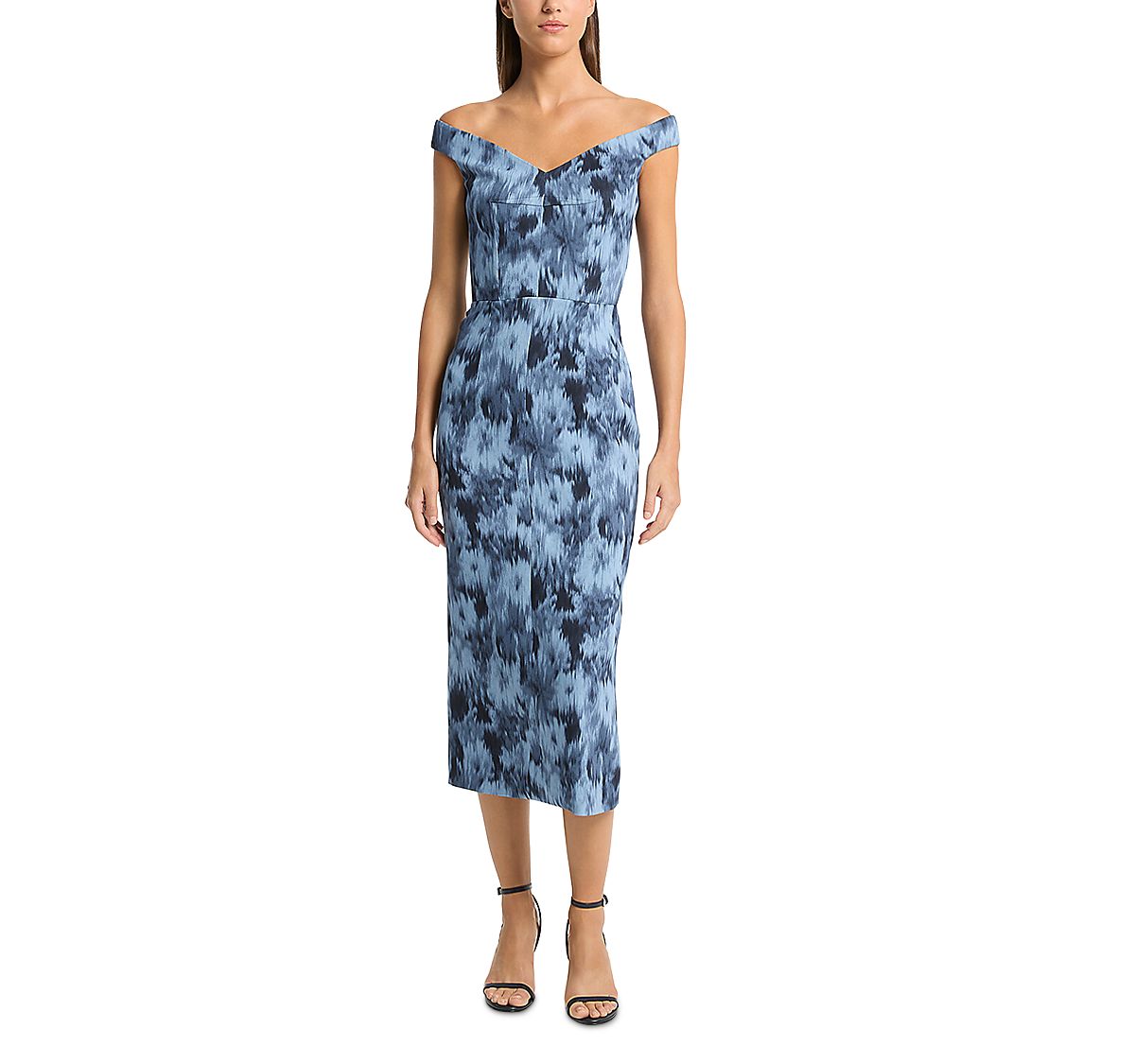 Michael Michael Kors Floral Cady Portrait Neck Dress