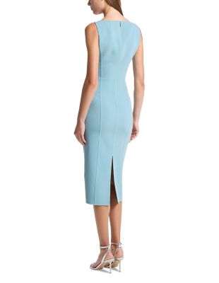 Wool Blend Scoop Neck Midi Dress