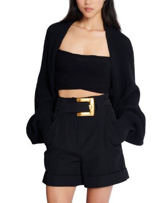  Ribbed Knit Bolero Cardigan