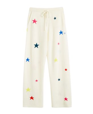  Women's Wool Cashmere Star Wide Leg Track Pants