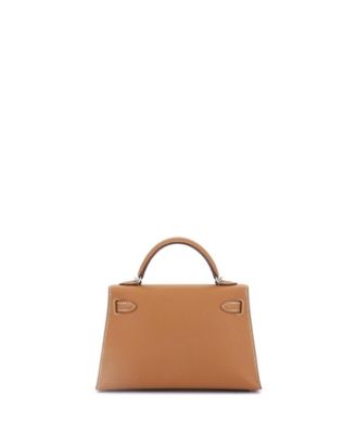 Kelly 20 Handbag Brown Epsom with Palladium Hardware