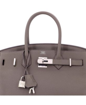 Birkin 30 Handbag Grey Clemence with Palladium Hardware
