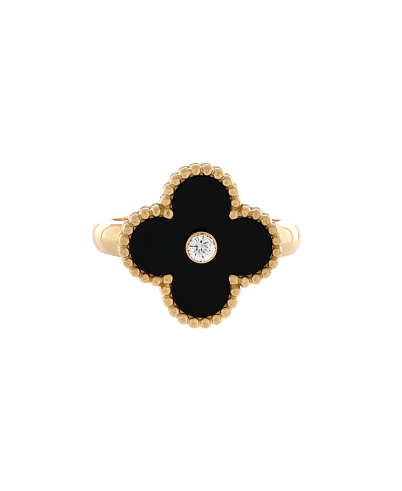 Click to view more detailed imagery on our partner's website Pre-owned Pre-owned Van Cleef & Arpels Van Cleef & Arpels Vintage Alhambra Ring 18k Gold With Onyx And Diamond