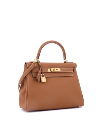 Kelly 28 Handbag Brown Togo with Gold Hardware