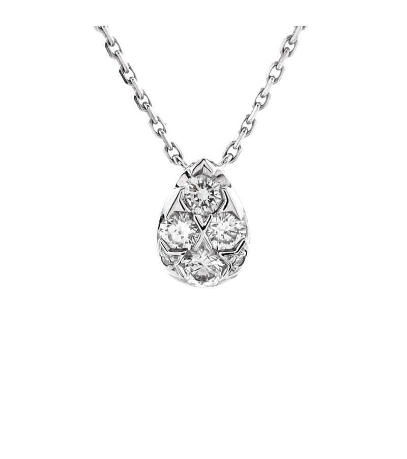 PRE-OWNED CARTIER Pre-owned Cartier Etincelle De Cartier Teardrop Pendant Necklace 18k White Gold And Diamonds, 15.25