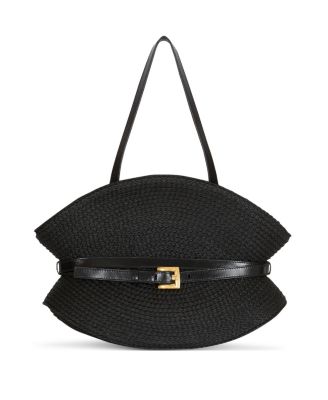  Shuffle Medium Bag in Calfskin Leather and Raffia