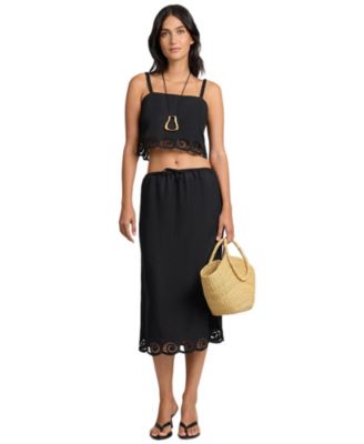 Air Linen Scallop Cropped Top