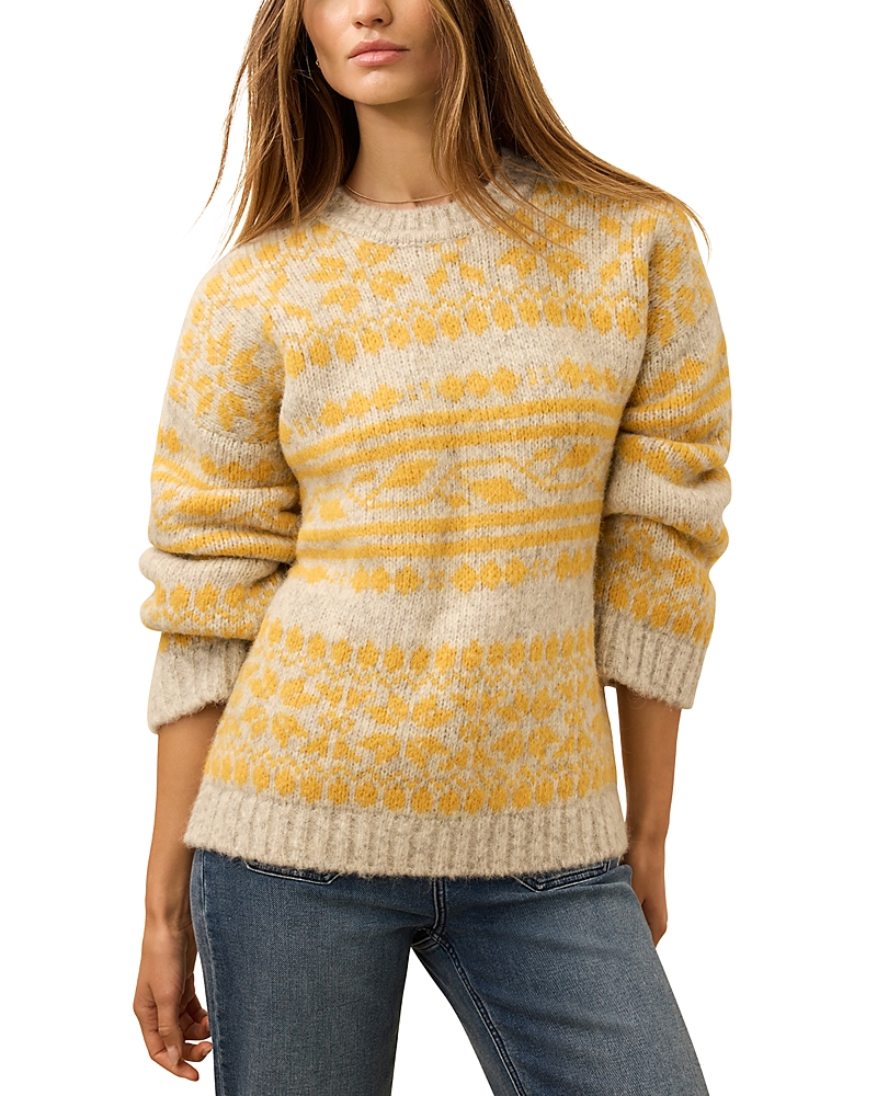 Faherty Powder Peak Crewneck Boyfriend Sweater In Yellow