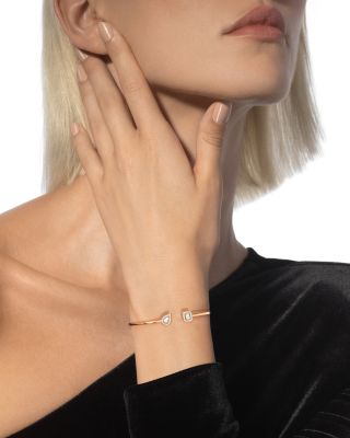 18K White Gold My Twin Diamond Pear & Emerald Cut Toi & Moi Halo Cuff Bracelet