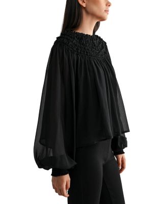 Smocked Sheer Blouse